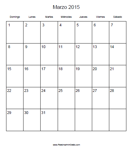 Calendario Marzo 2015