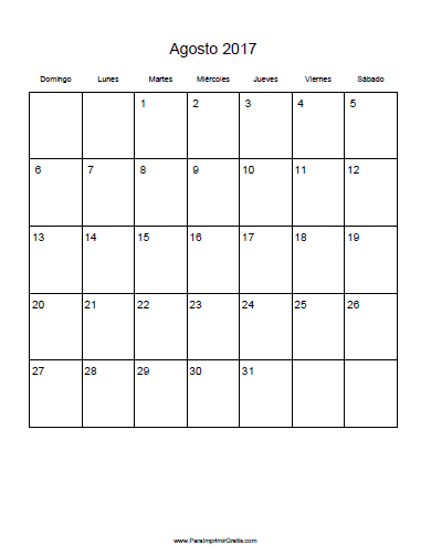Calendario Agosto 2017