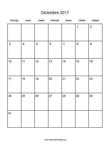 Calendario Diciembre 2017