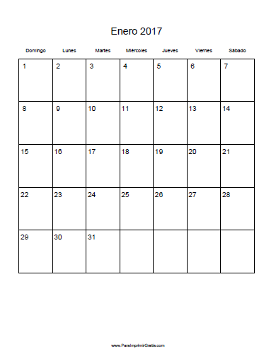 Calendario Enero 2017