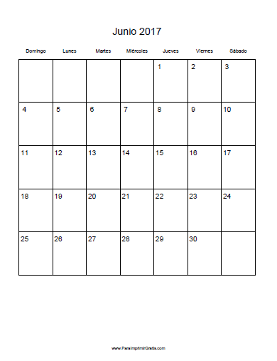Calendario Junio 2017