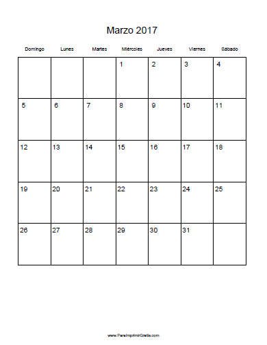 Calendario Marzo 2017