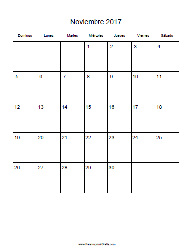 Calendario Noviembre 2017