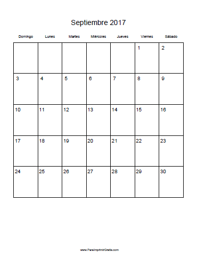 Calendario Septiembre 2017
